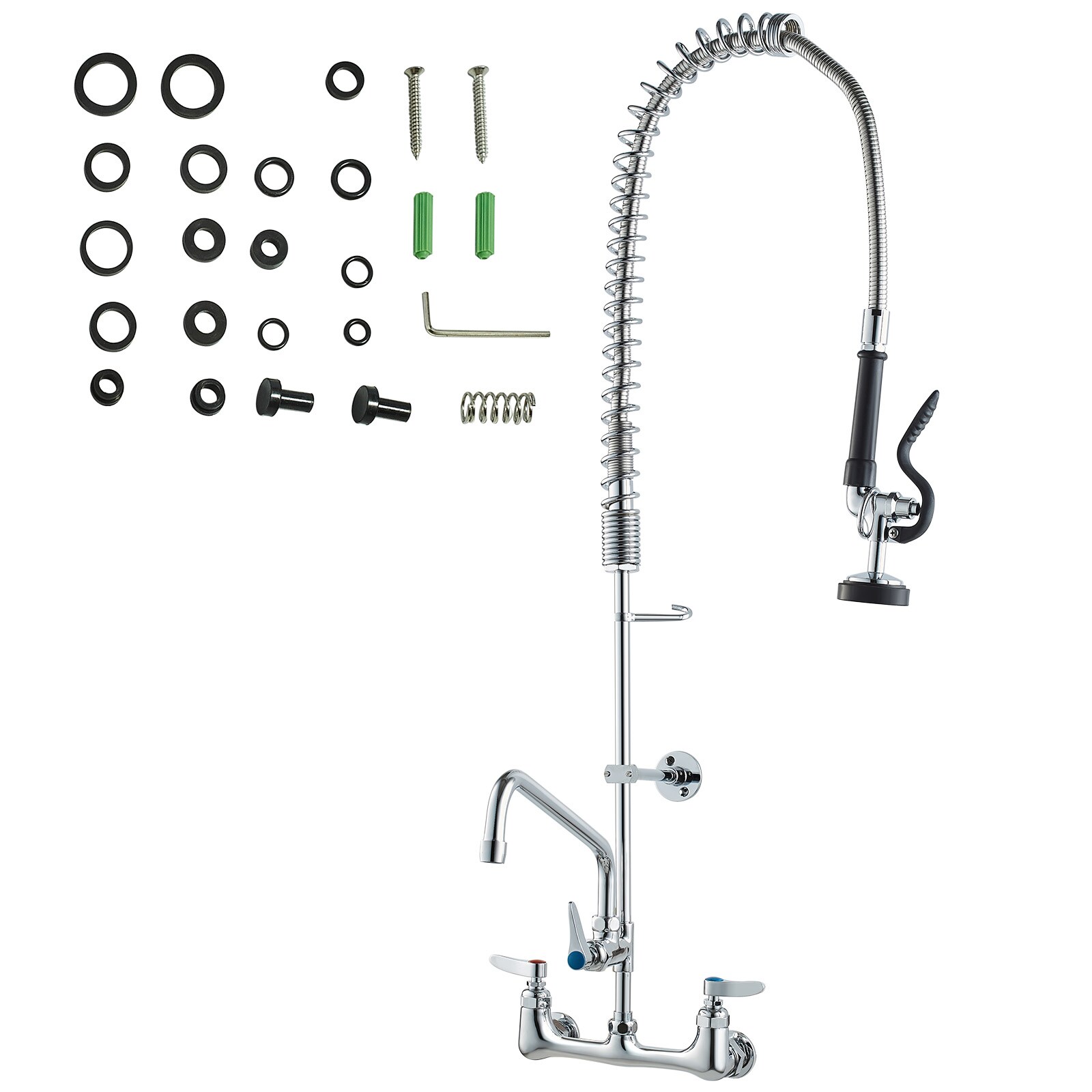 Commercial Kitchen Faucet With Pre-rinse Sprayer And Swing Spout_voghion.com